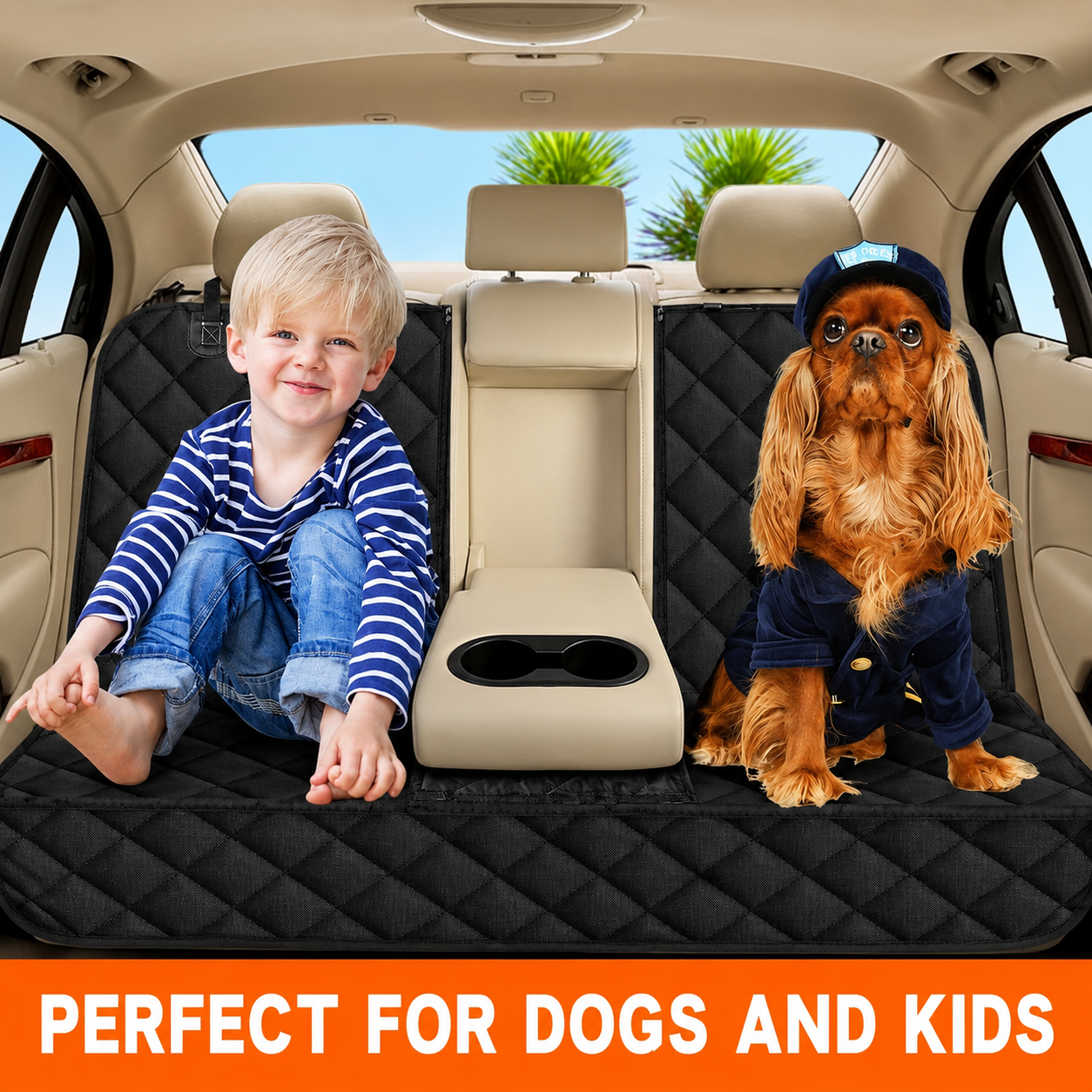 Premium Waterproof Dog Car Seat Cover – Rear Seat Protector for Cars, SUVs & Trucks