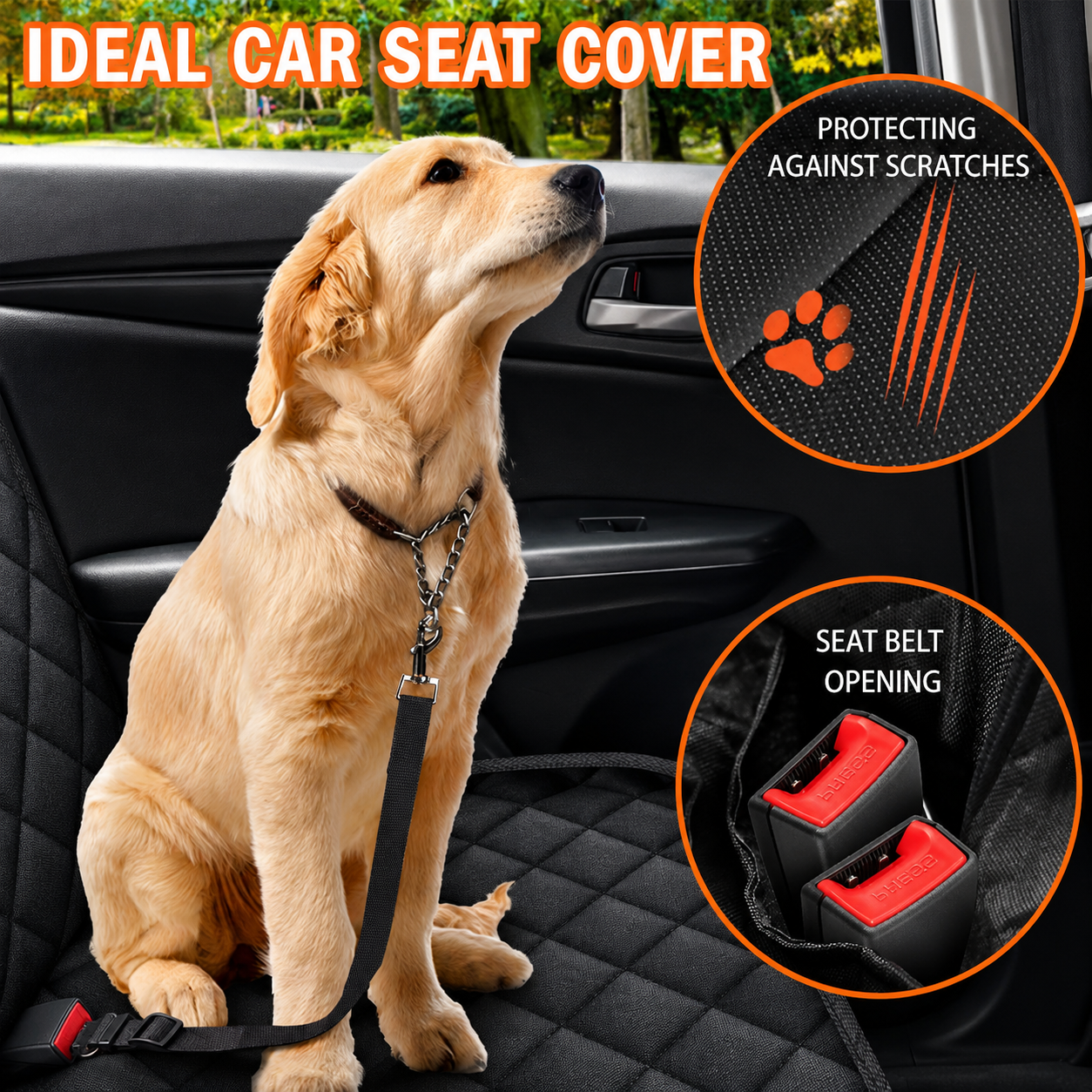 Premium Waterproof Dog Car Seat Cover – Rear Seat Protector for Cars, SUVs & Trucks