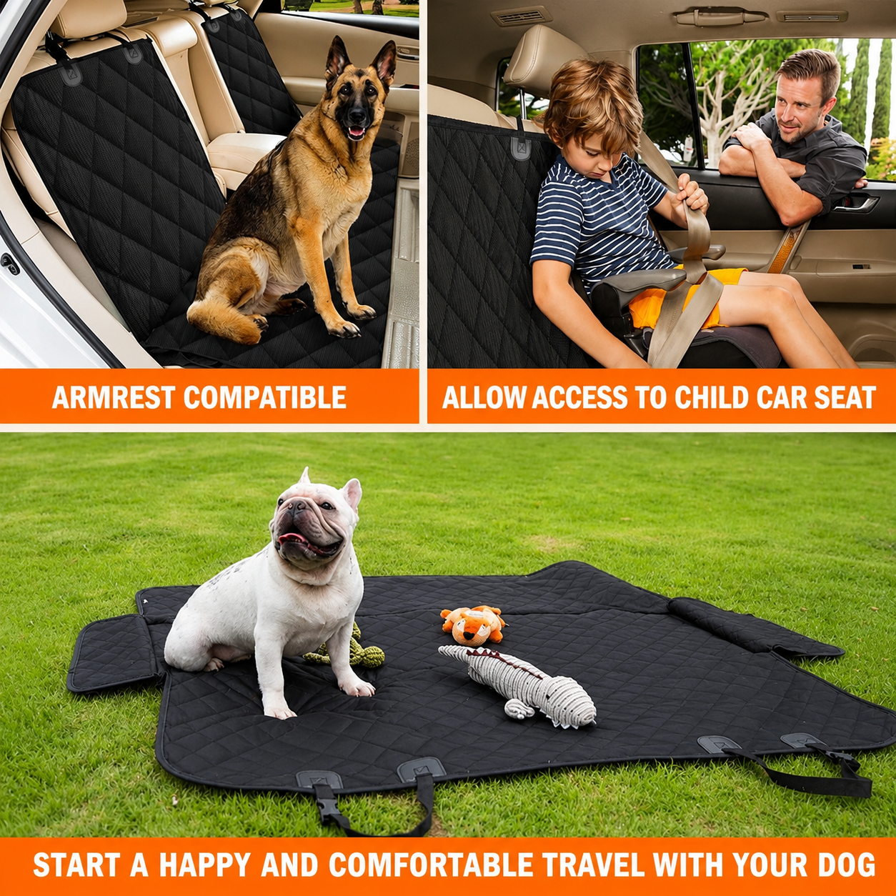 Premium Waterproof Dog Car Seat Cover – Rear Seat Protector for Cars, SUVs & Trucks