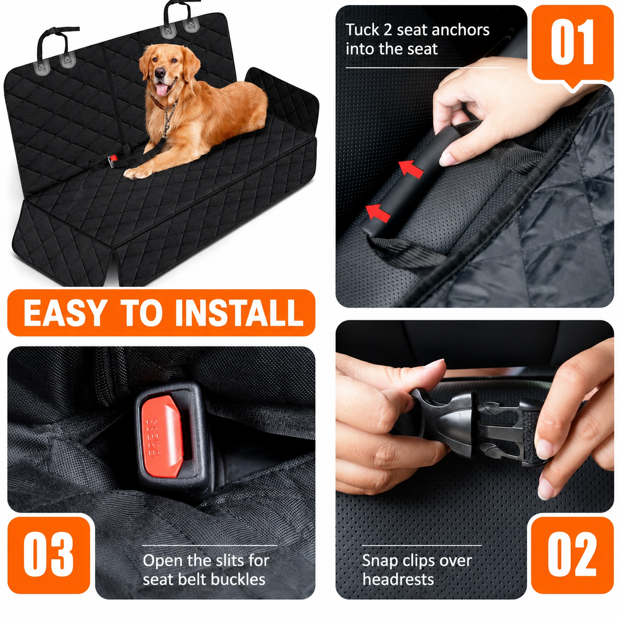 Premium Waterproof Dog Car Seat Cover – Rear Seat Protector for Cars, SUVs & Trucks