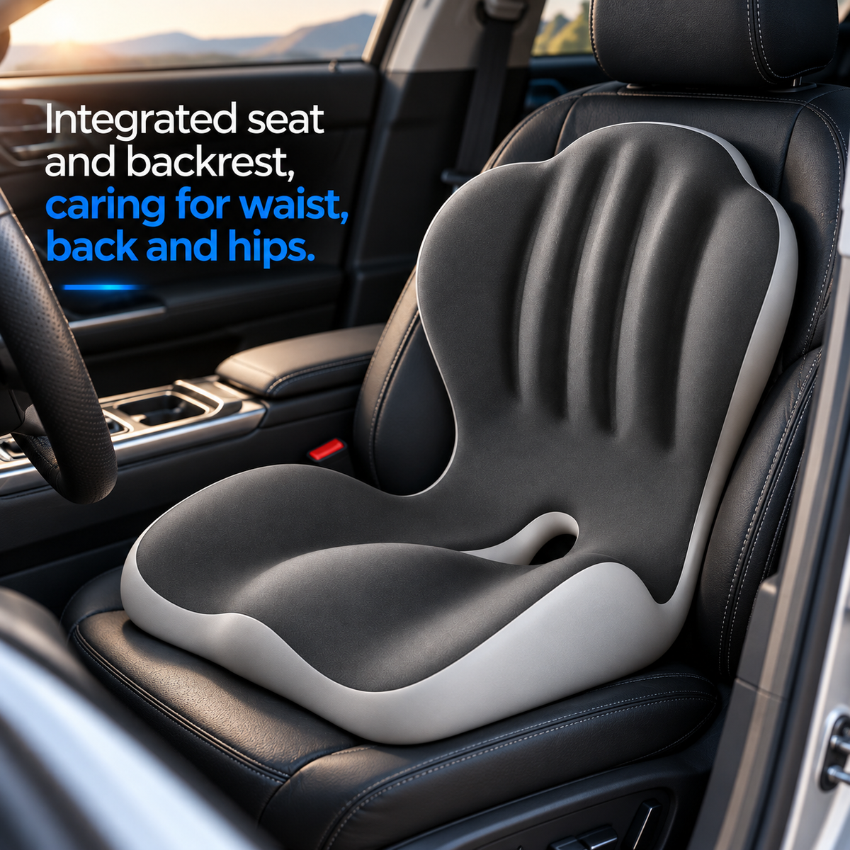 Car Seat Cushion with Built-In Lower Back Support